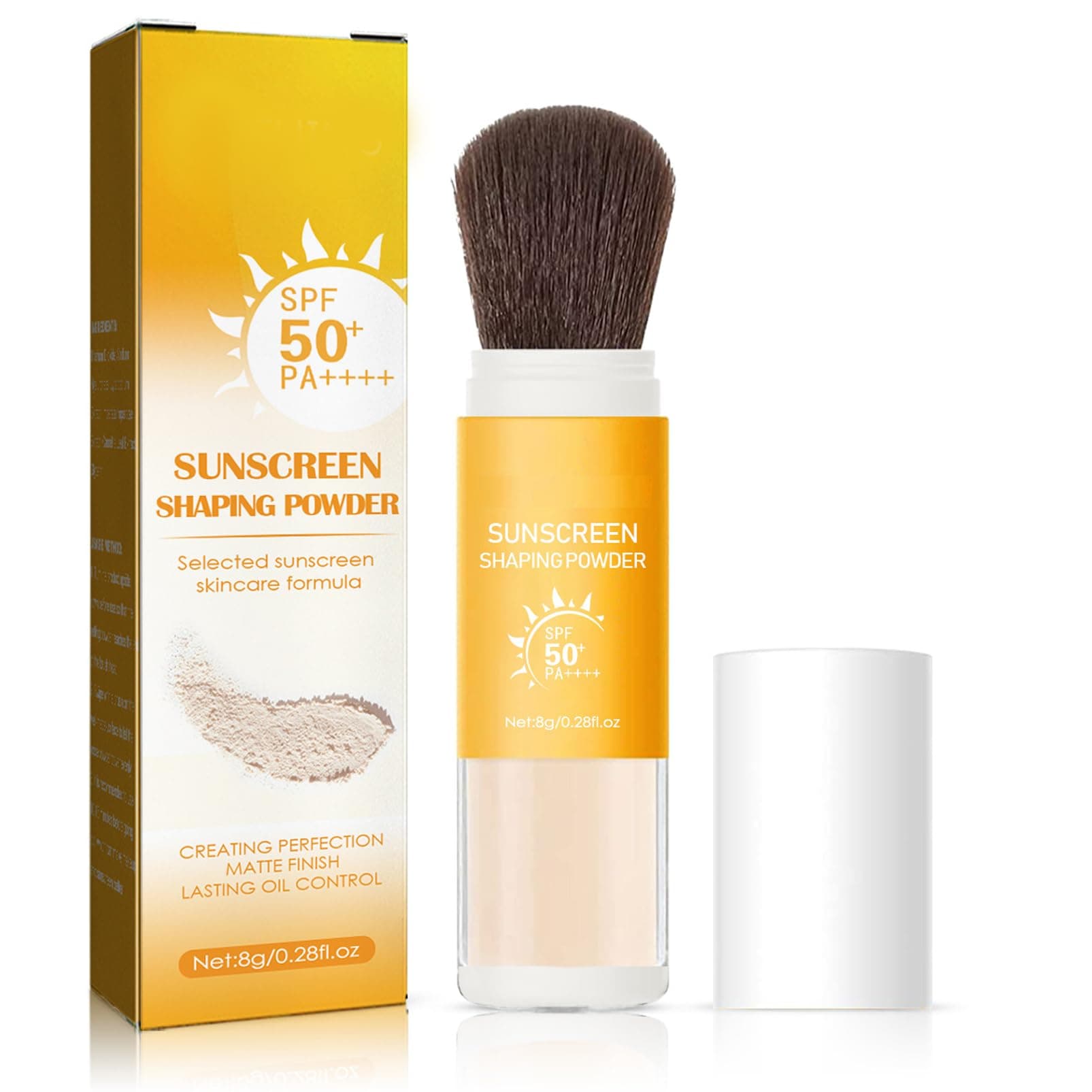 SPF50+ Matte Face Powder With Soft Brush - Natural Translucent Setting Powder for Oil-Control & Sunscreen Protection