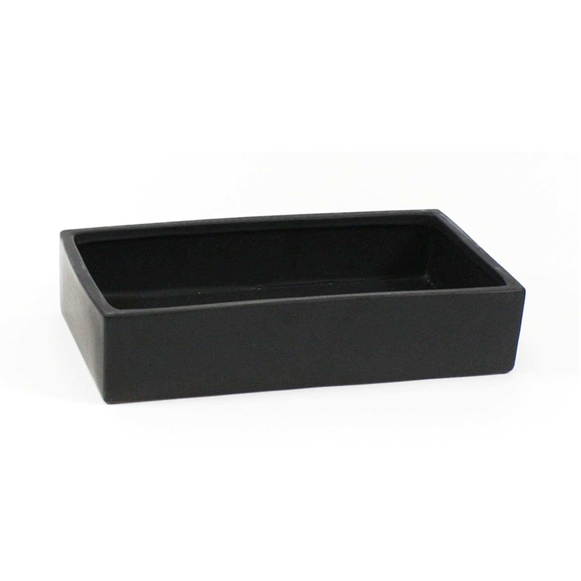 WGV Rectangle Block Ceramic Vase Bulk 16" x 9" x 3.3"H Black Low Plate Planter Terrarium Floral Centerpiece for Wedding Event Home Decor 6 Pieces