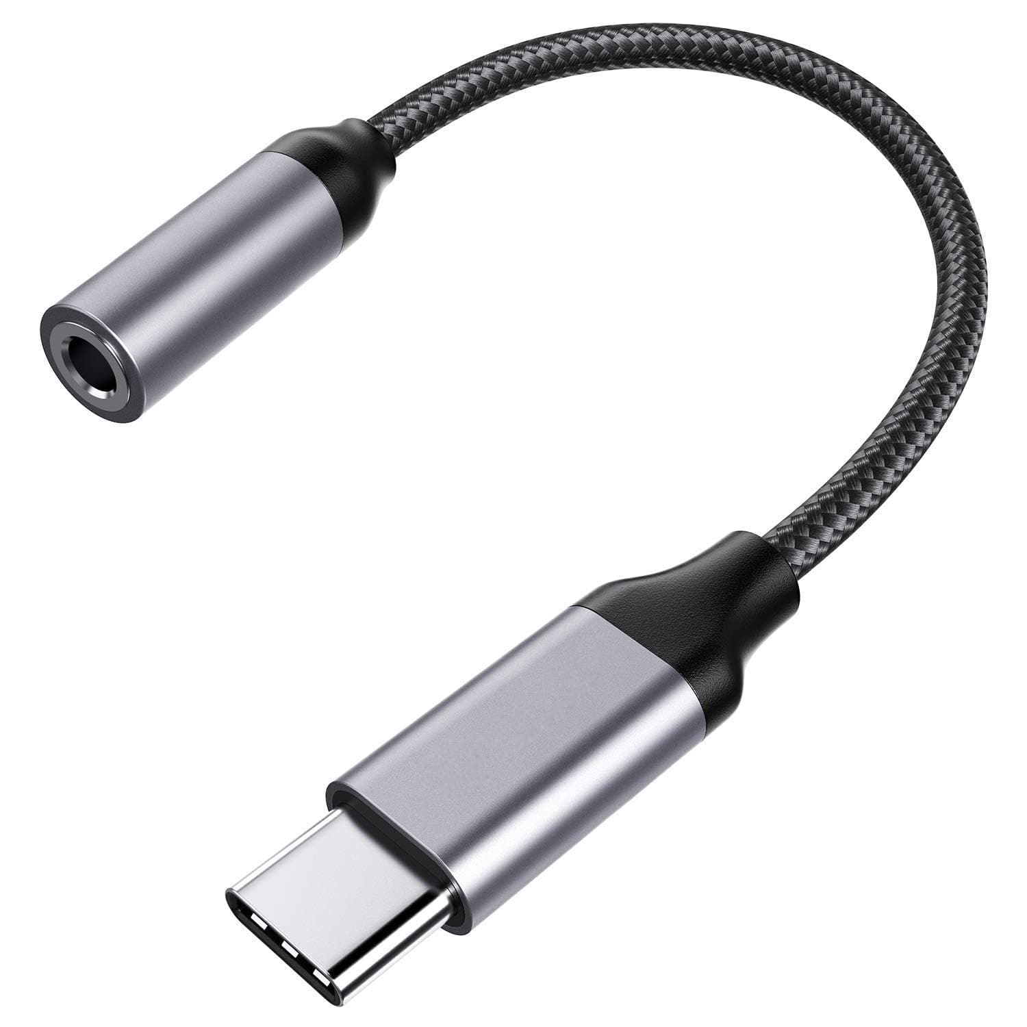 HLLYLL USB C to 3.5mm Headphone Jack Adapter, Type C to Aux Audio Nylon Cable, Male to Female Earphone Adapter for Samsung Galaxy Pixel, iPad Pro, HUAWEI, Xiaom, and More Type C Devices