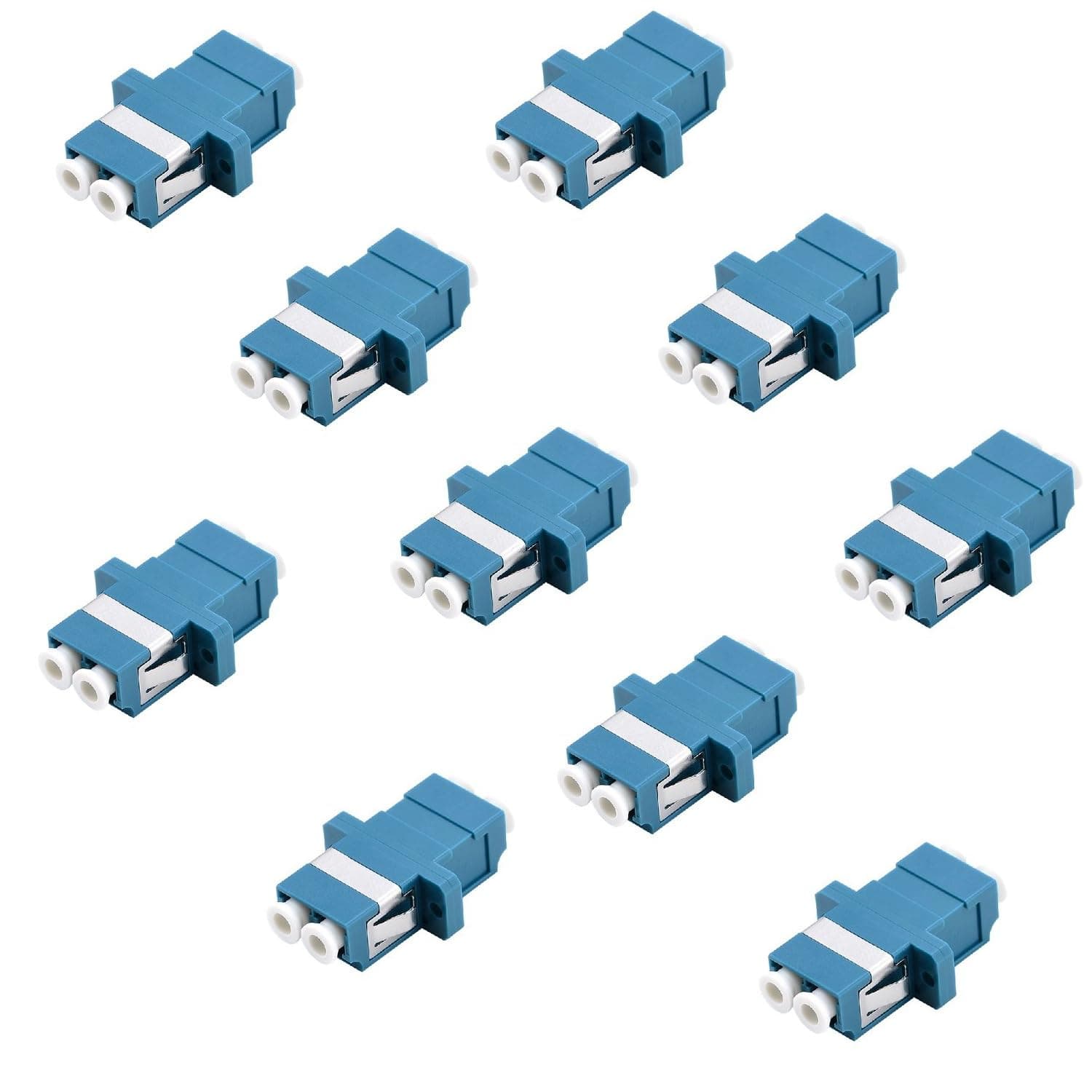 LC Fiber Optic Adapter - LC to LC Duplex Singlemode Coupler - 10 Pack - Blue