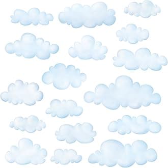 DECOWALL Small Clouds Wall Decals for Kids – Peel and Stick Removable Cloud Stickers for Nursery, Bedroom & Living Room – Soft Neutral Sky Wall Decor for Baby Room, Playroom, Modern Home (DS4-8030)