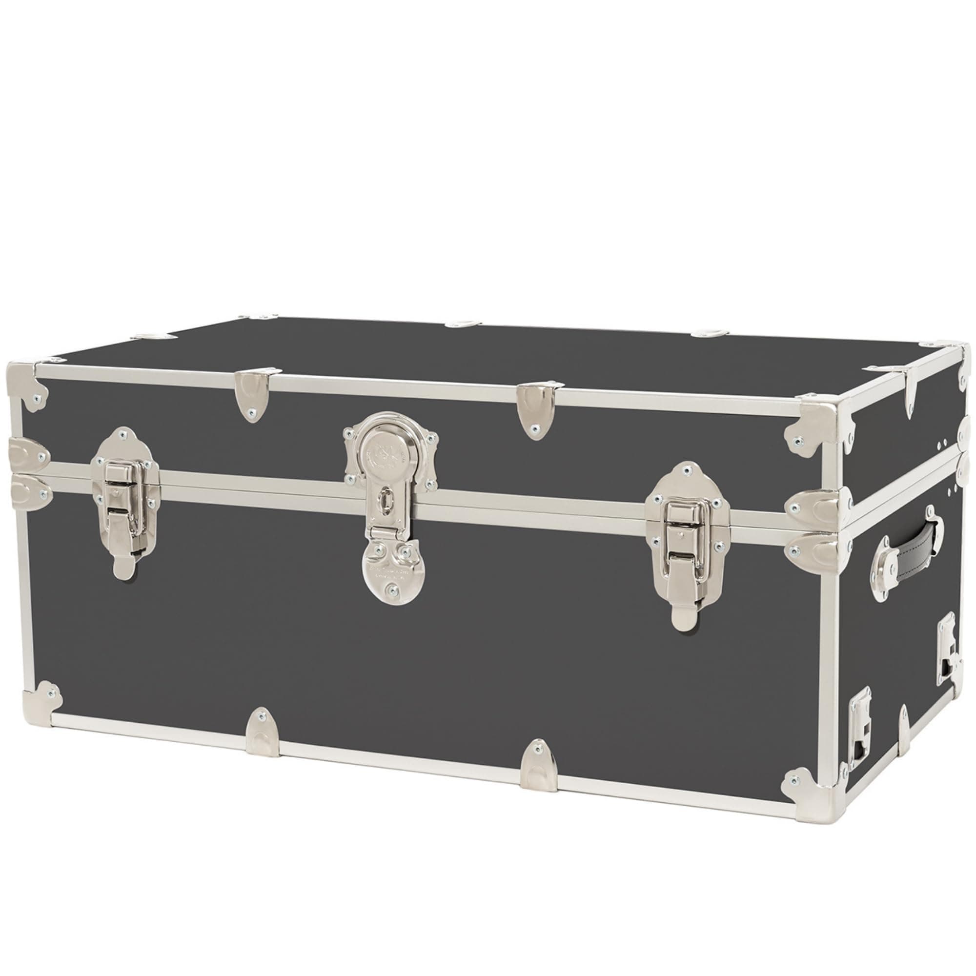 Rhino Trunk & Case Large Armor Camp Trunk - Secure Dorm Storage Chest - Ideal Summer Camp Footlocker - Strong College Trunks Made In The USA - 1000+ Pounds Sitting Capacity 32"x18"x14" (Slate)