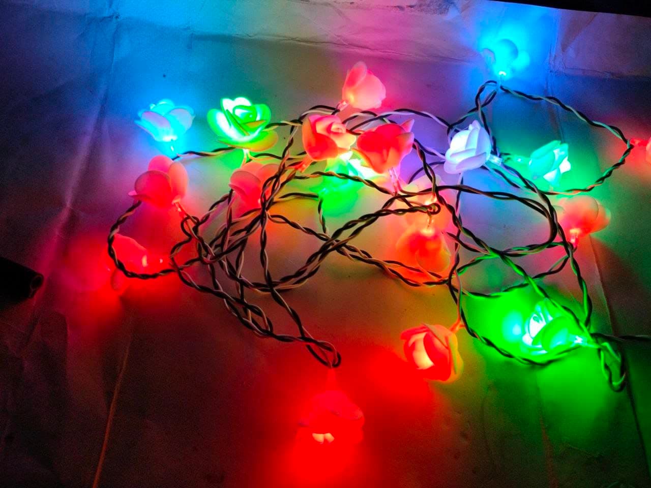 LightingKart 10 Meter 50 LEDs Multicolored Rose Flower Led String RGRB Color for Decoration etc (50 Led 10 Meter)