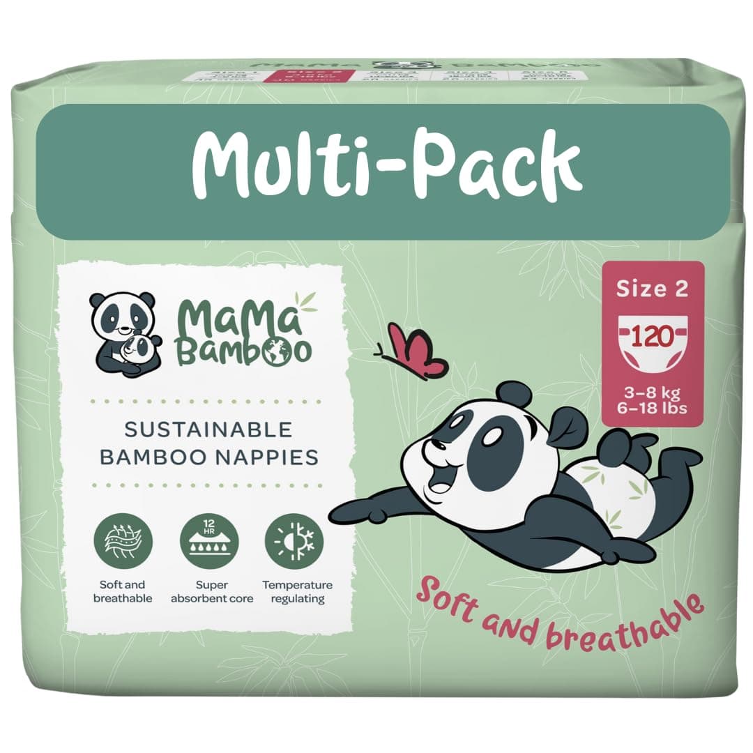 Soft, Breathable, Sustainable Bamboo Nappies (Size 2 x 120 Nappies)