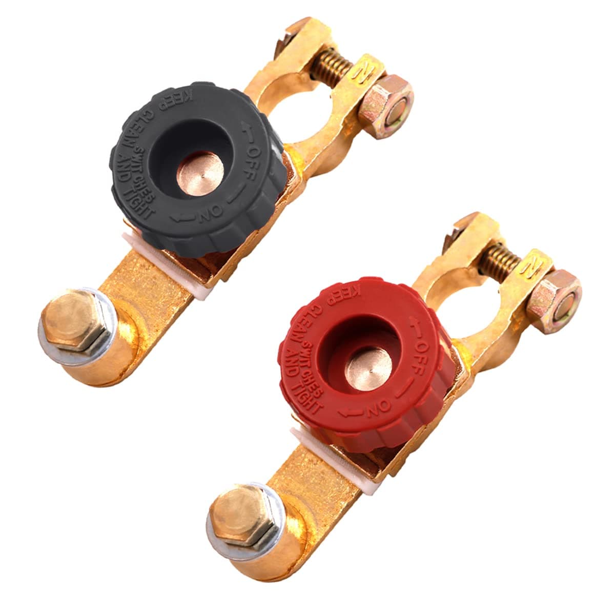 2Pcs Top Post Battery Disconnect Switch - Quick Disconnect Battery Cut Off Switch for Car Truck Marine RV and Electrical Equipment - 12V/125A - Red & Black