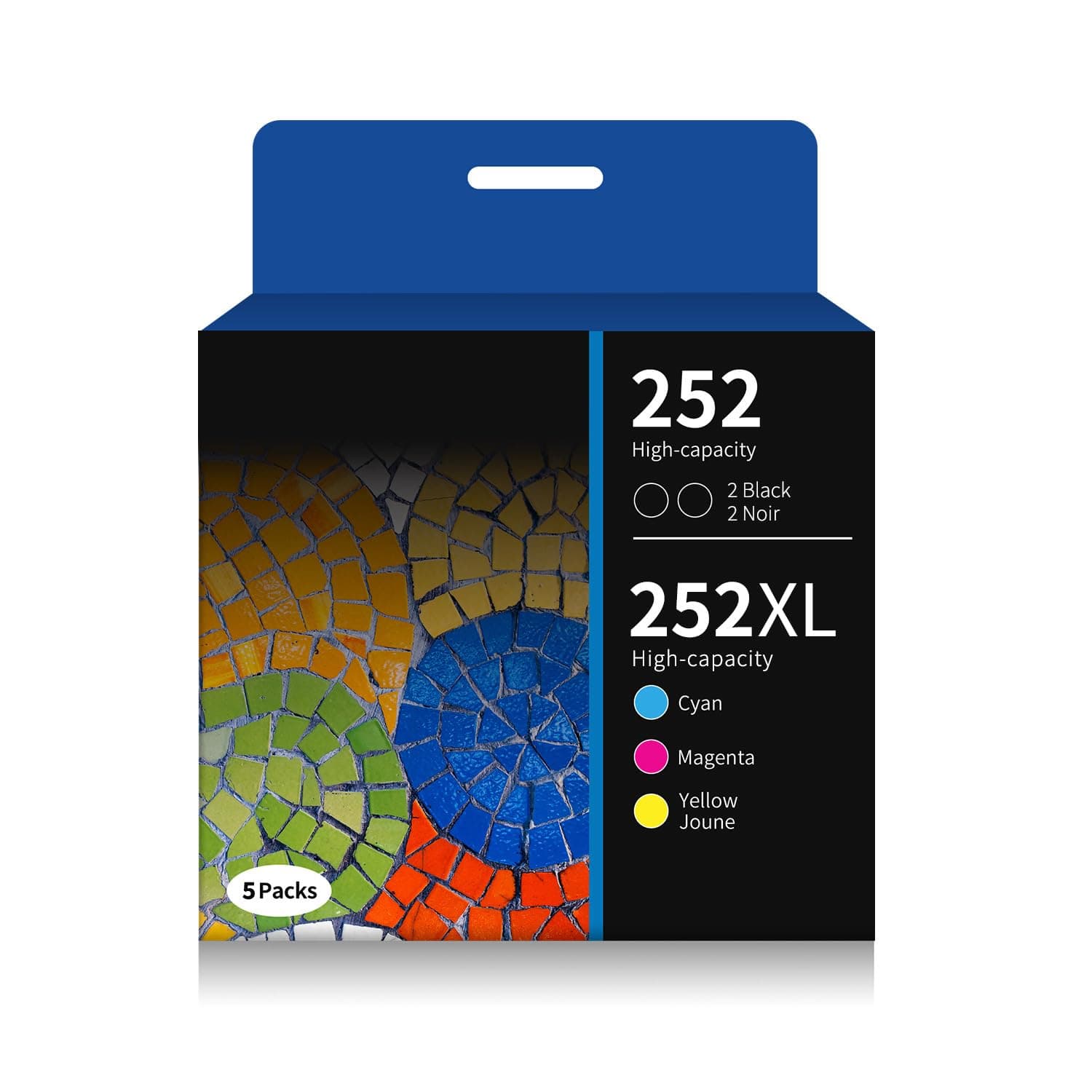 Compatible Ink Cartridge Replacement for Epson 252 (Black (2 Nos), Magenta, Cyan and Yellow, 5-Pack)