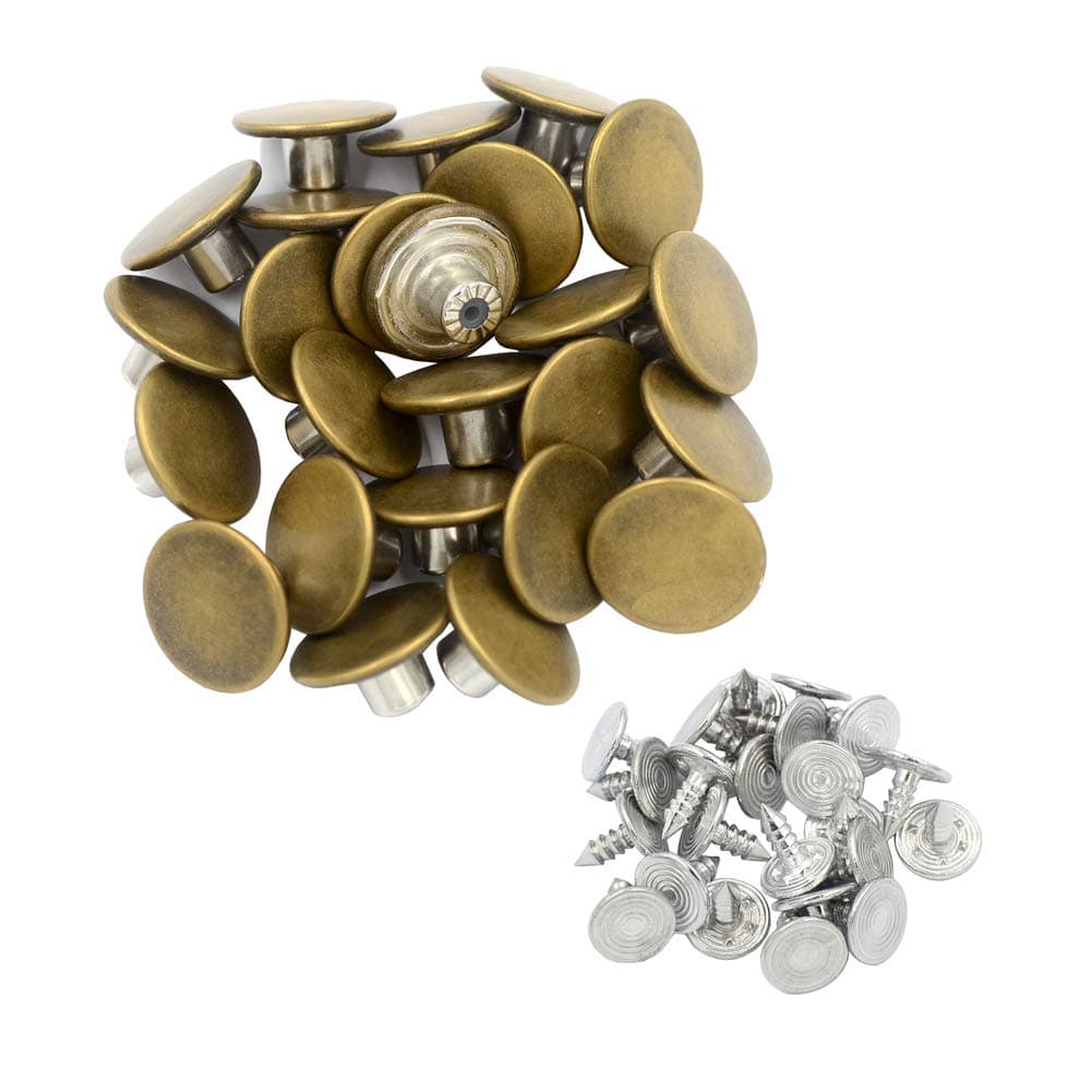 100 Sets Copper Cap Denim Jeans Buttons Rivets Replacement Tack Snap Fastener (Bronze)