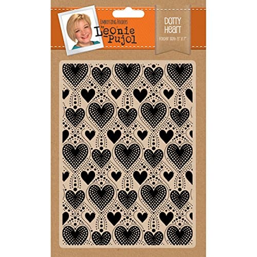 Leonie Pujol Embossing Folder-Dotty Heart, White, 23.2 x 14 x 0.8 cm