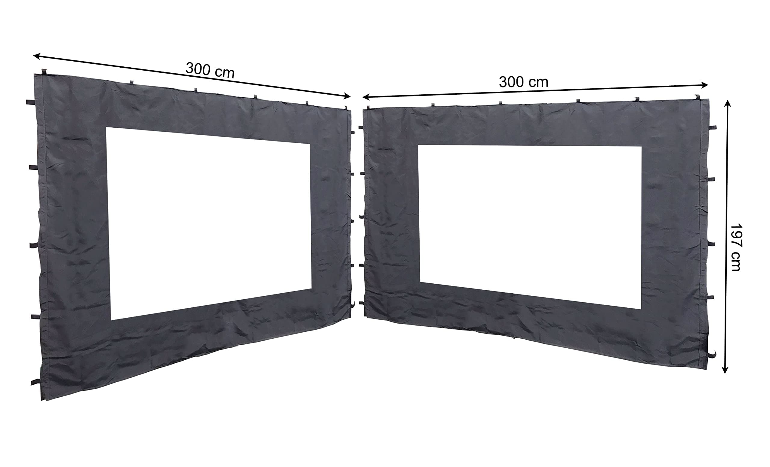 QUICK STAR 2 Side Panels with PE Window 300 x 197 cm for Rank Gazebo 3 x 3 m Side Wall Anthracite RAL 7012