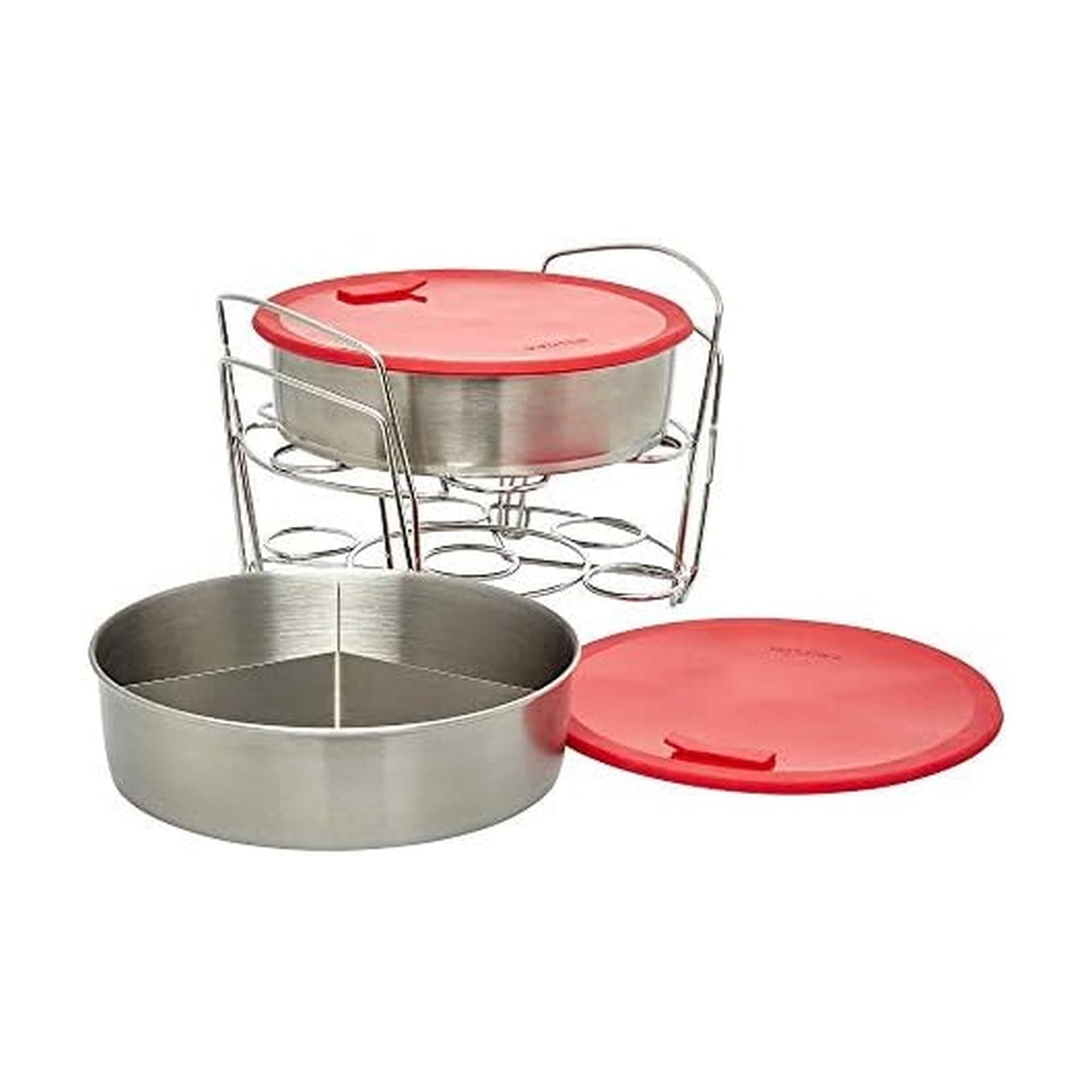 Instant Pot Official 8-Piece Cook/Bake Set, Versatile and Durable, Compatible with 6-Quart and 8-Quart Cookers, Red, Excellent for Cooking, Baking, Storing, and Reheating, BPA-Free and Heat Resistant