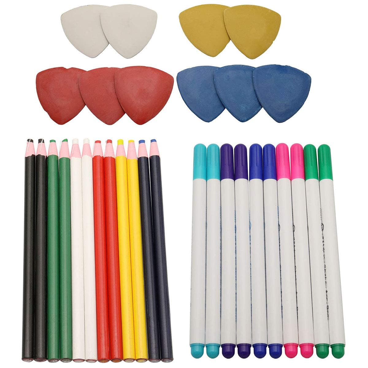 Didamx 32 Pcs Sewing Tailoring Marker Tools Kit Including 10Pcs Tailor's Chalk 10Pcs Disappearing Erasable Fabric Marker Pen 12Pcs Sewing Mark Pencil