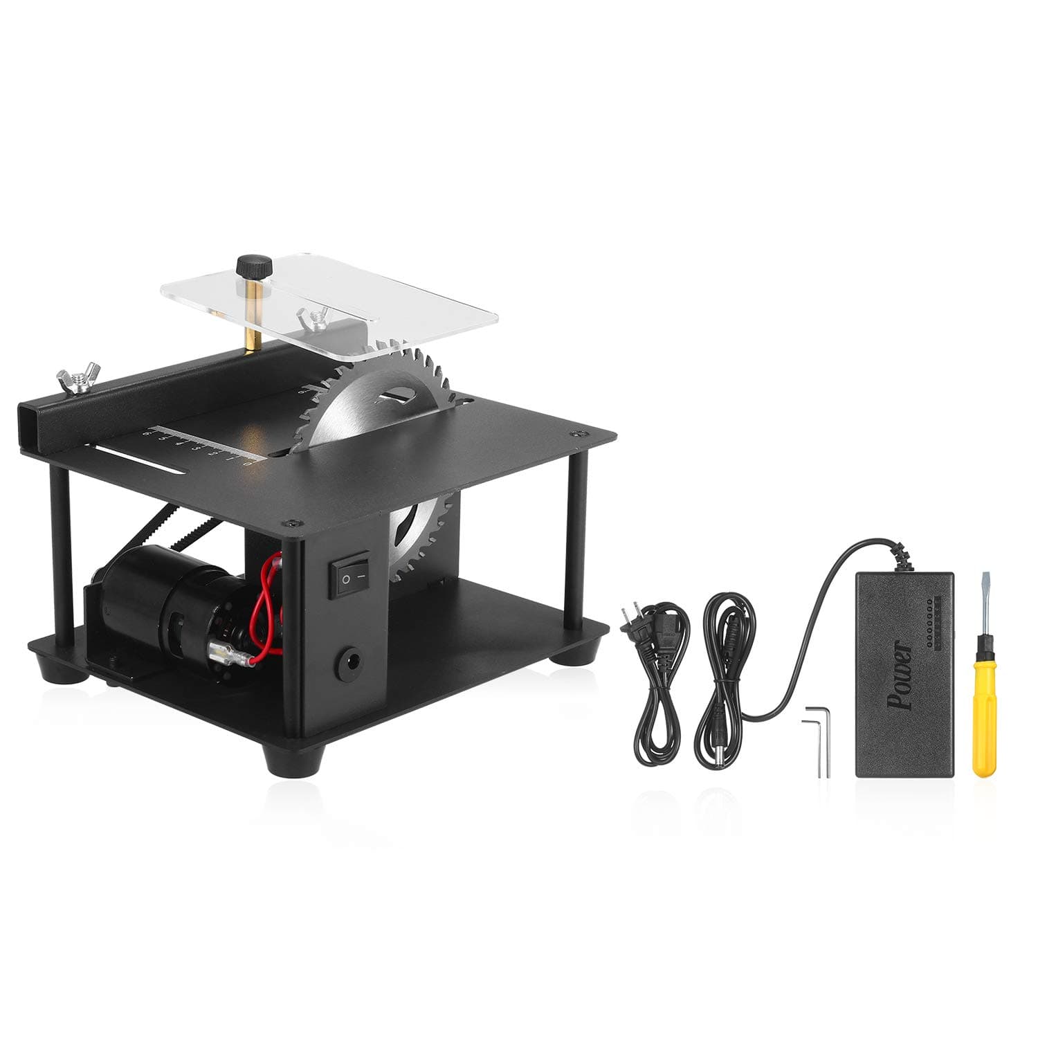 sazoley Mini Precision Table Saws, Multi-Functional Table Saw with Saw Blade Adjustable-Speed 35MM Cutting Depth for Wood Cutting (Without Bevel Cutting)