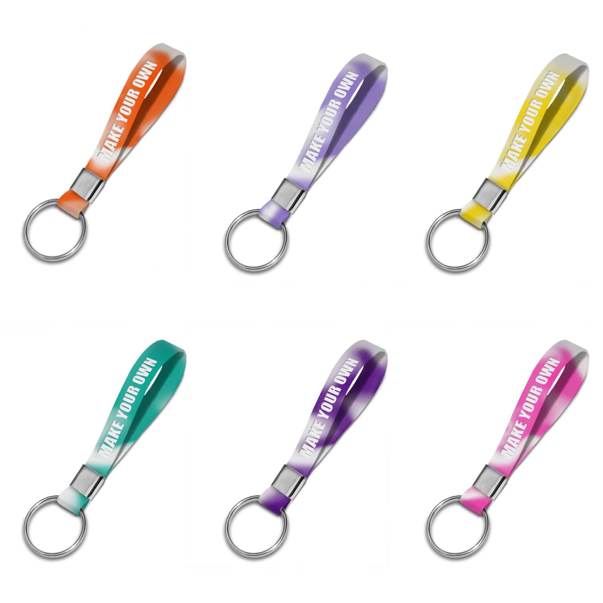 50 Personalized Silicone Keychains for Backpack Key Cellphone, Custom Silicone Keyrings CustomText/Icon for Adults