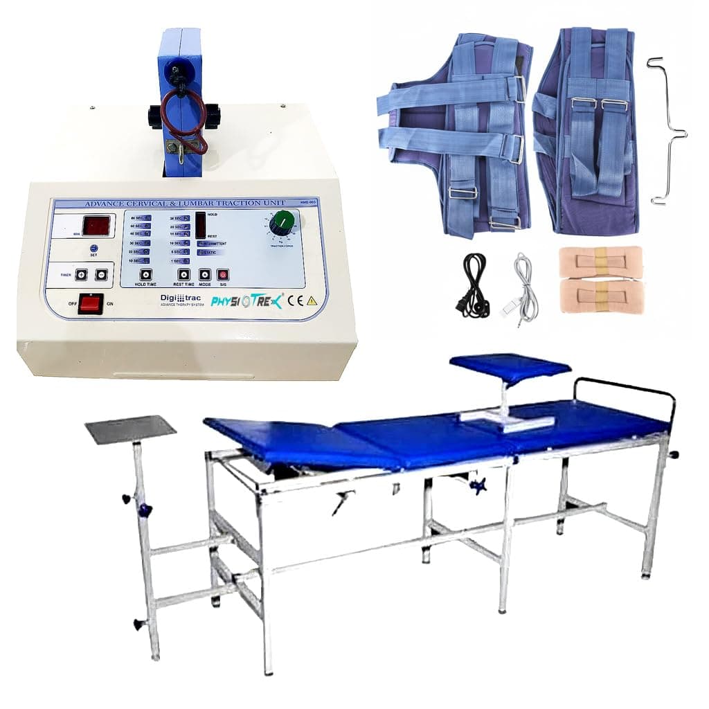 - Digital Traction Machine for Physiotherapy with Traction Table – Professional Cervical & Lumbar Spinal Decompression Unit | Compatible with any Traction Table for Physiotherapy | Adjustable Hold/Rest Time | Patient Safety Switch | with 1 year Warranty