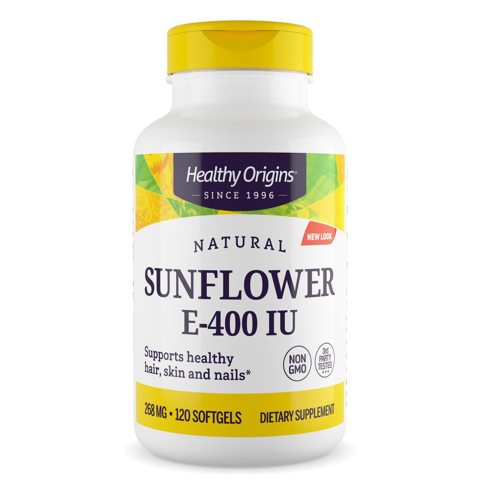 Healthy Origins Vitamin E, 400 IU Sunflower (Sun E 900) - Vitamin E Supplement - Hair, Skin & Nails Vitamins - Non-GMO & Gluten-Free Supplement - 120 Softgels