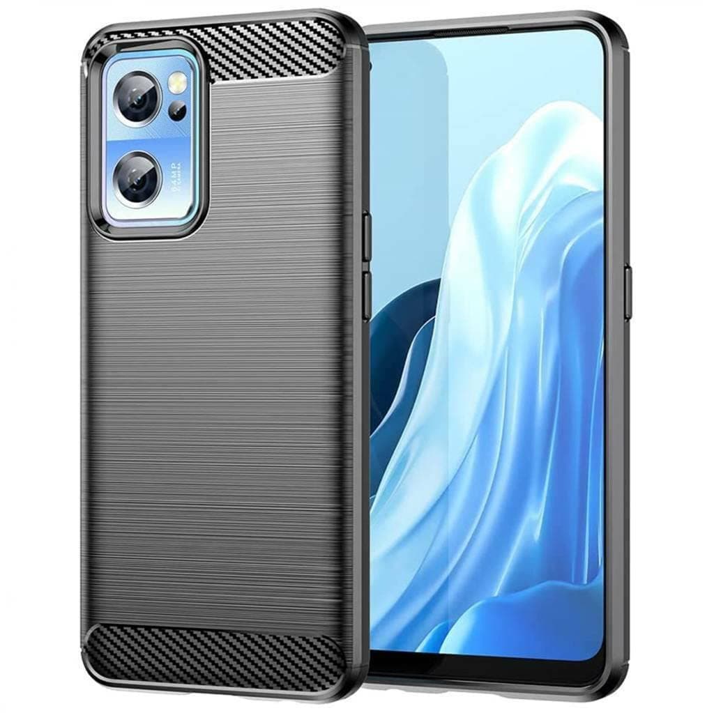 Toppix Compatible with OnePlus Nord CE 2 5G, Case Soft TPU Bumper Flexible [Shock Absorption] [Carbon Fiber Texture] Protective Cover, Black
