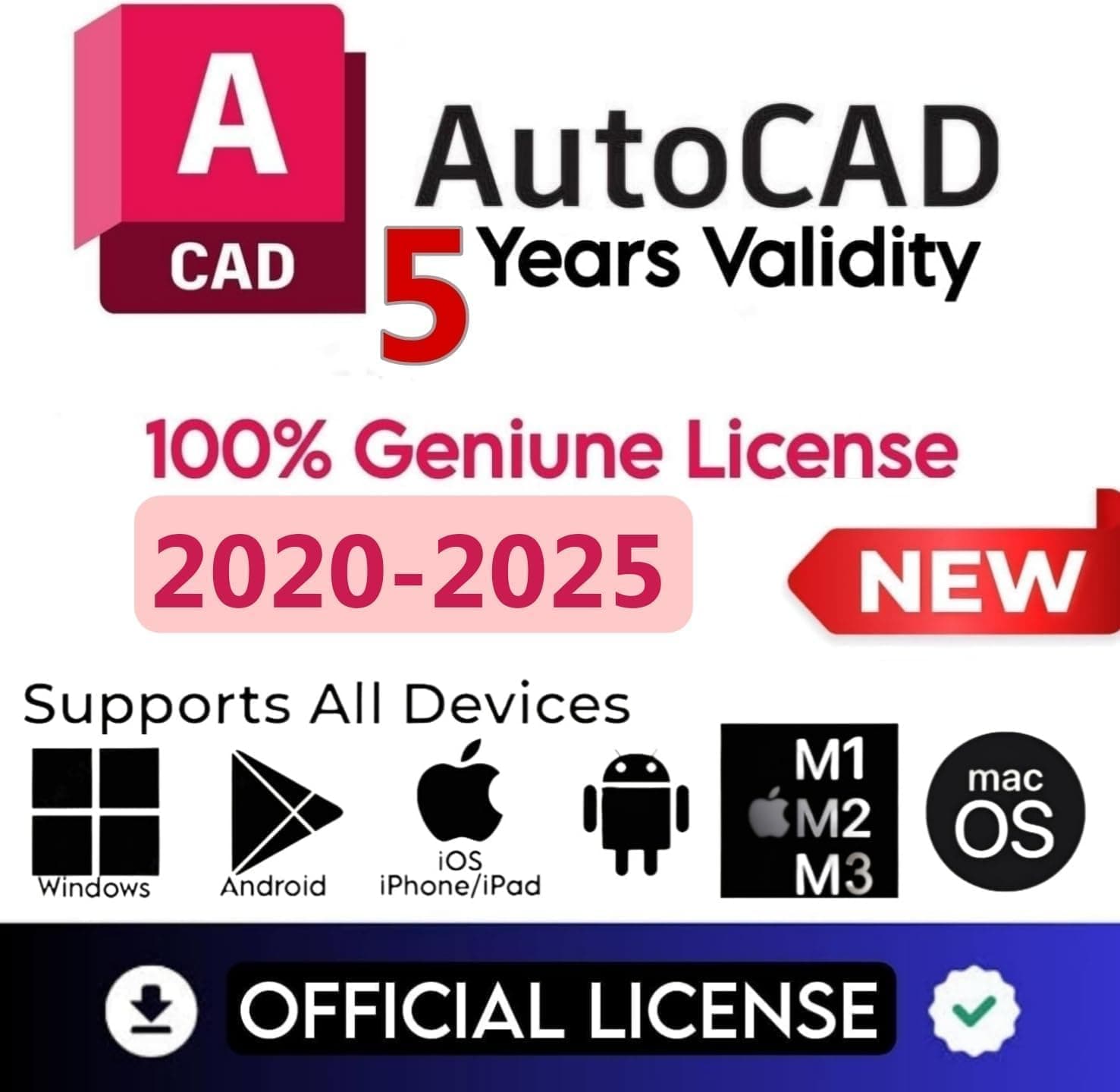Woolsy AutoCAD 5-Years Subscription (Quick Delivery) (3 Users/ 3 Devices) (For Windows, MacOS, Android, iOS, M1, M2) (INCLUDES 24+ Specialized Toolsets, architecture, engineering, and more.)