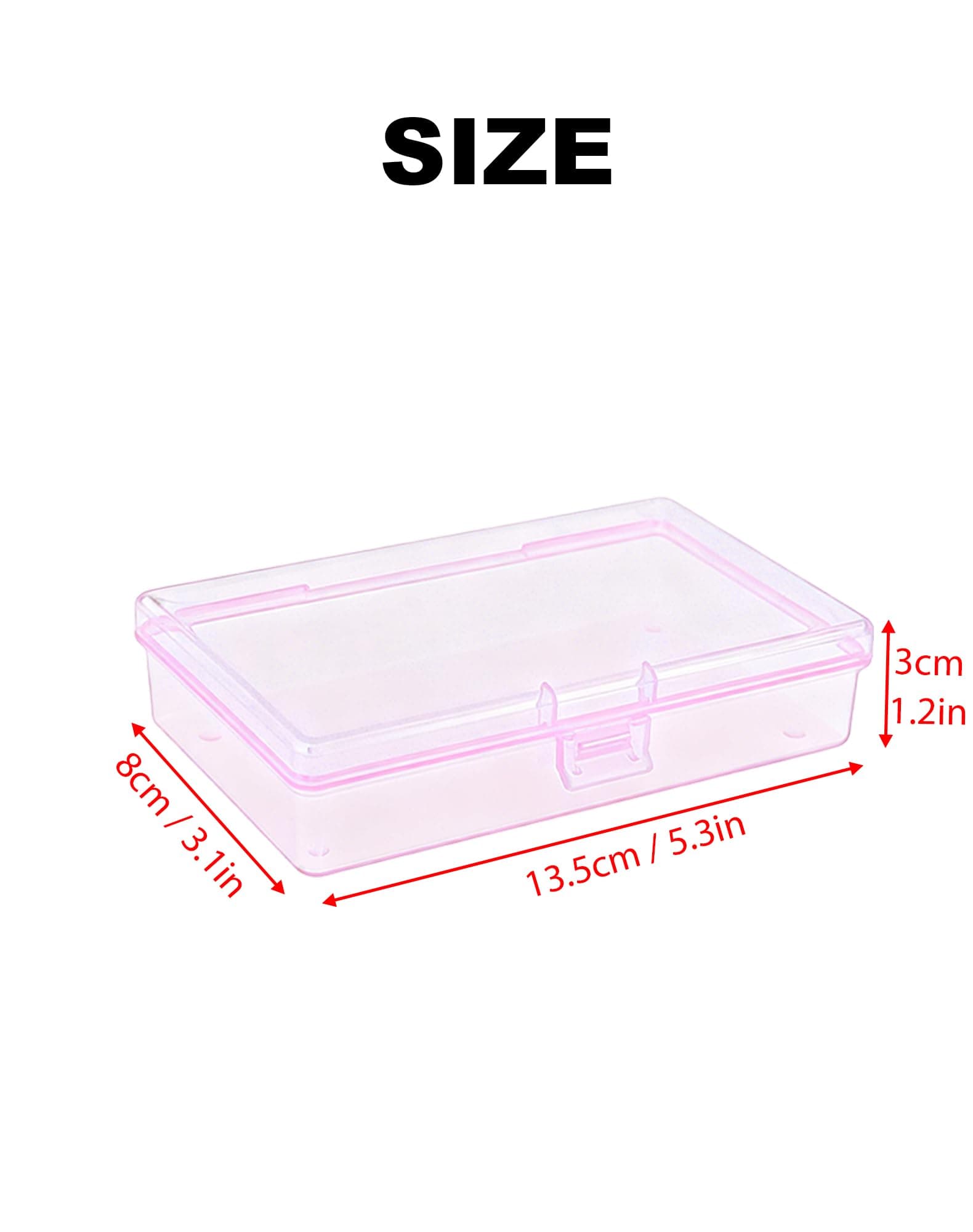 LJY 12 Pieces Rectangular Empty Mini Clear Plastic Organizer Storage Box Containers with Hinged Lids (5.3 x 3.1 x 1.2 inch, Pink)