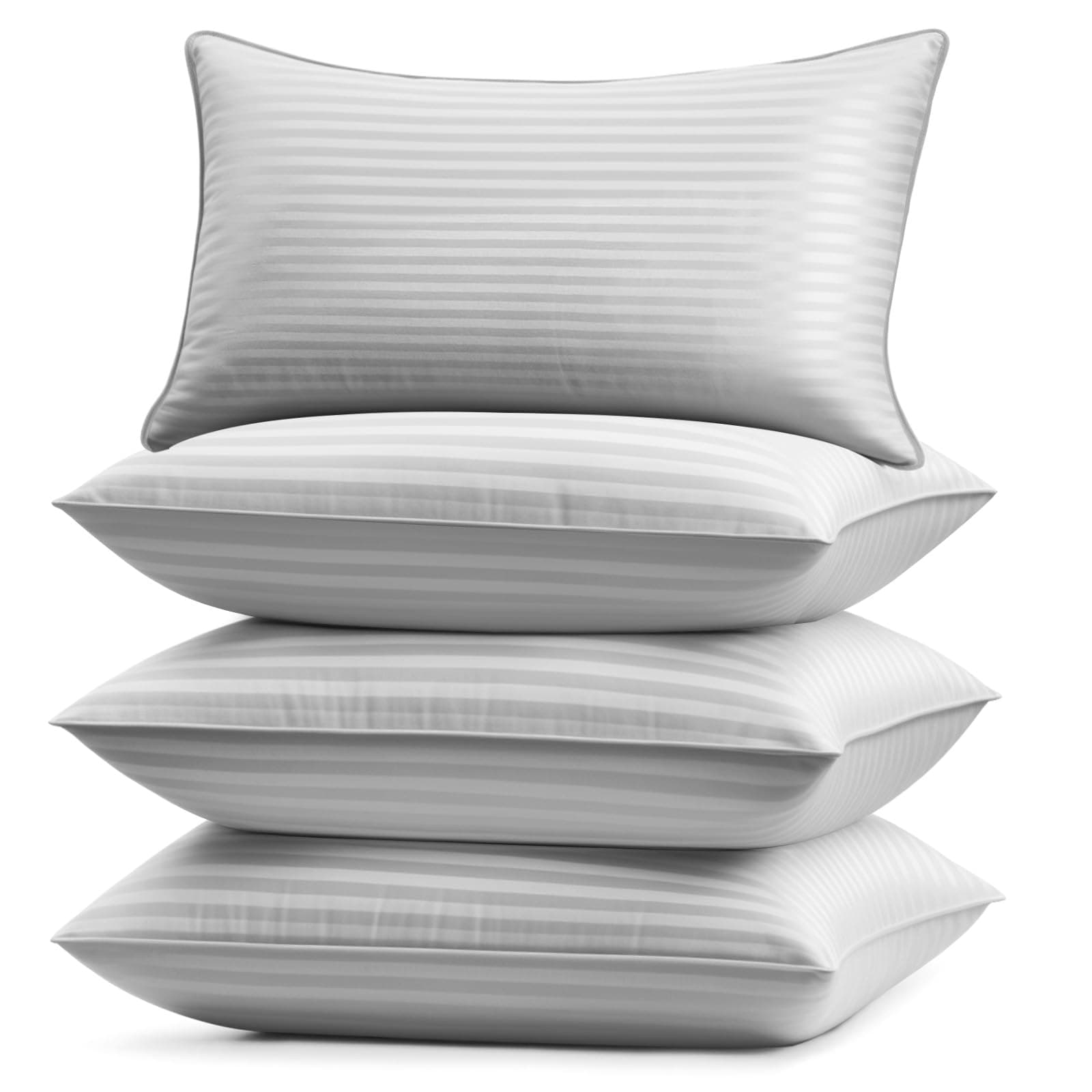 Basic Beyond Bed Pillows Standard Size Set of 4 - Down Alternative Pillows for Sleeping, Soft 20 x 26 Inches 4 Pack Standard Pillows for Back, Stomach or Side Sleepers, Silver