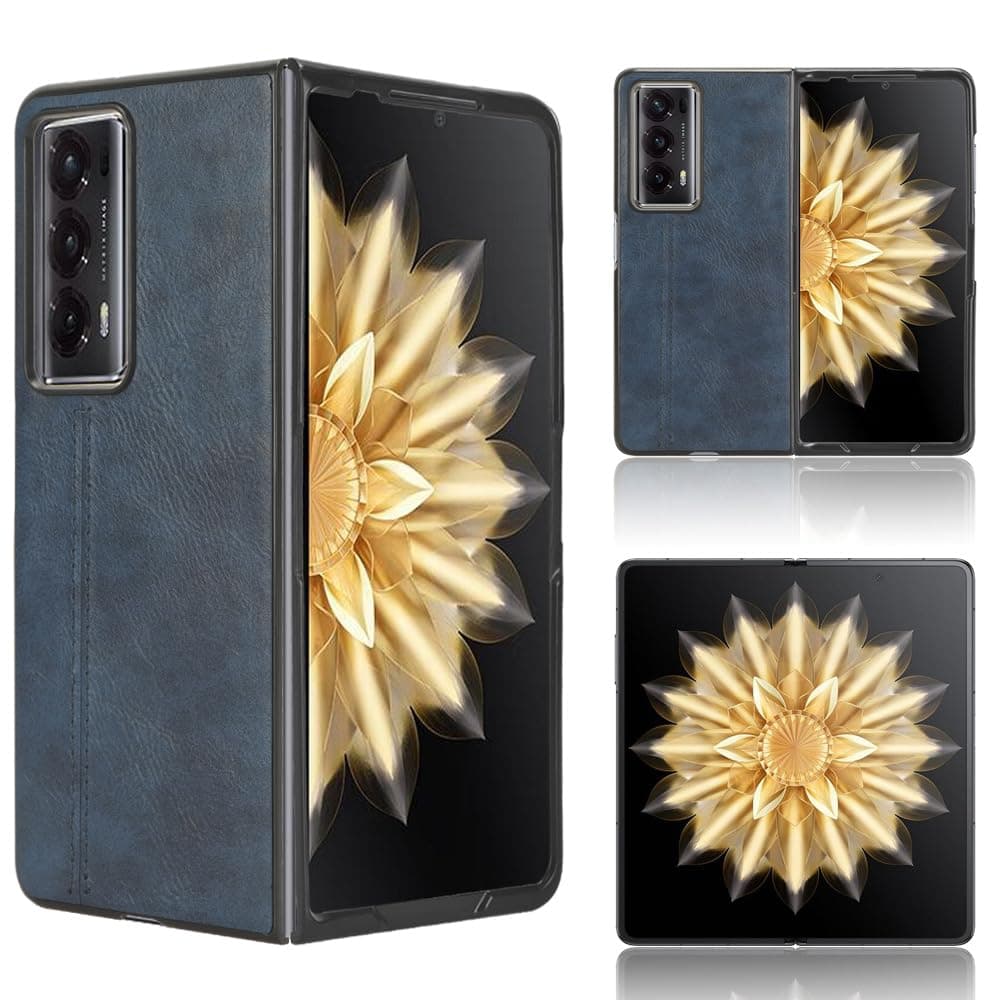 Compatible with Honor Magic V2 Case Cover,Retro PU Leather Ultra Slim Shockproof Compatible with Honor Magic V2 5G VER-AN10 Case Blue