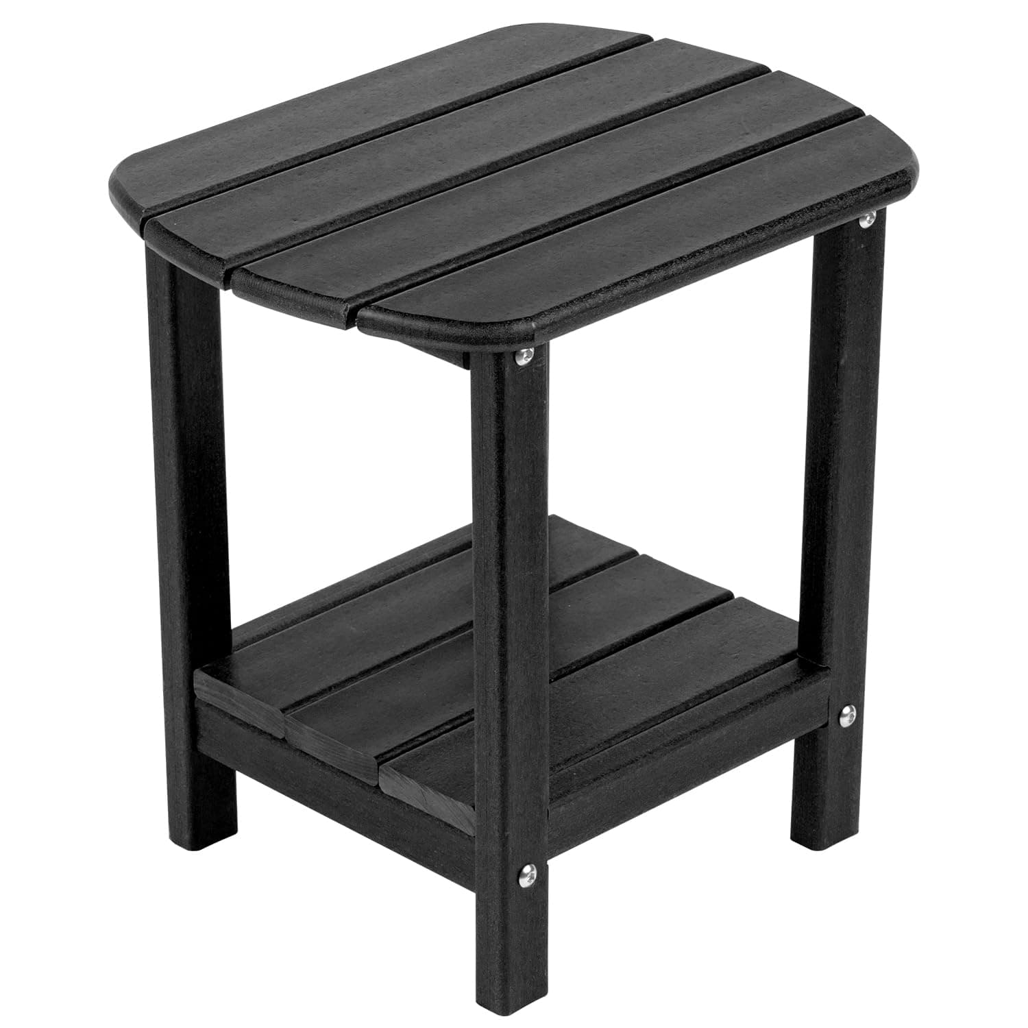 Adirondack Side Table 16.5" Outdoor Side Table HDPE Plastic Double Adirondack End Desk for Patio (Black)
