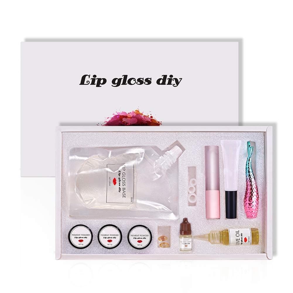 Reddhoon DIY Lip Gloss Making Kit, Make Your Own Lip Gloss, Lip Gloss Base Oil Material with Lip Polish Tube, Olive Oil and Other Tools, Handmade Lip Gloss Starter Kit (01# Moisturizing)