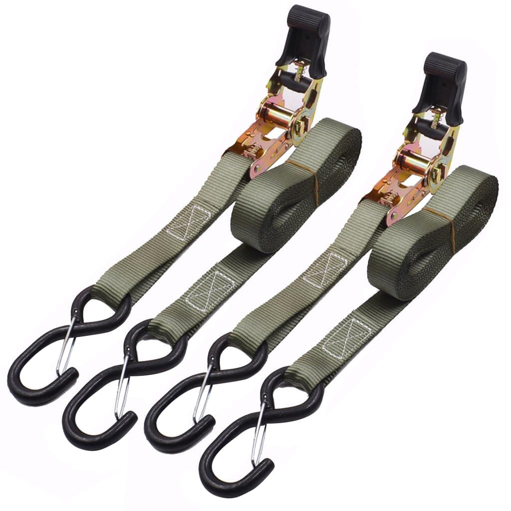 HASTHIP® 2 Pack Ratchet Tie Down Straps, 4.5m Ratcheting Straps Cargo TieDowns, Cargo Straps for Trucks, Rubber Handles, Coated Metal Hooks, Carry Bag