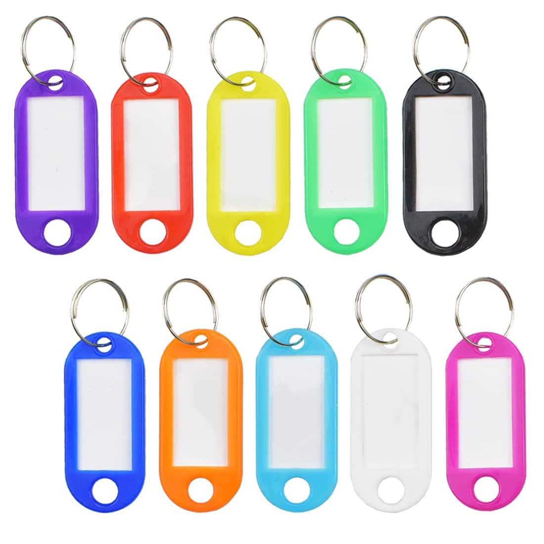 Key Fobs with Split Ring - 20 PCS Labels ID Keyring Tags for Luggage, Pet Name Memory Stick Tags, 10 Colors