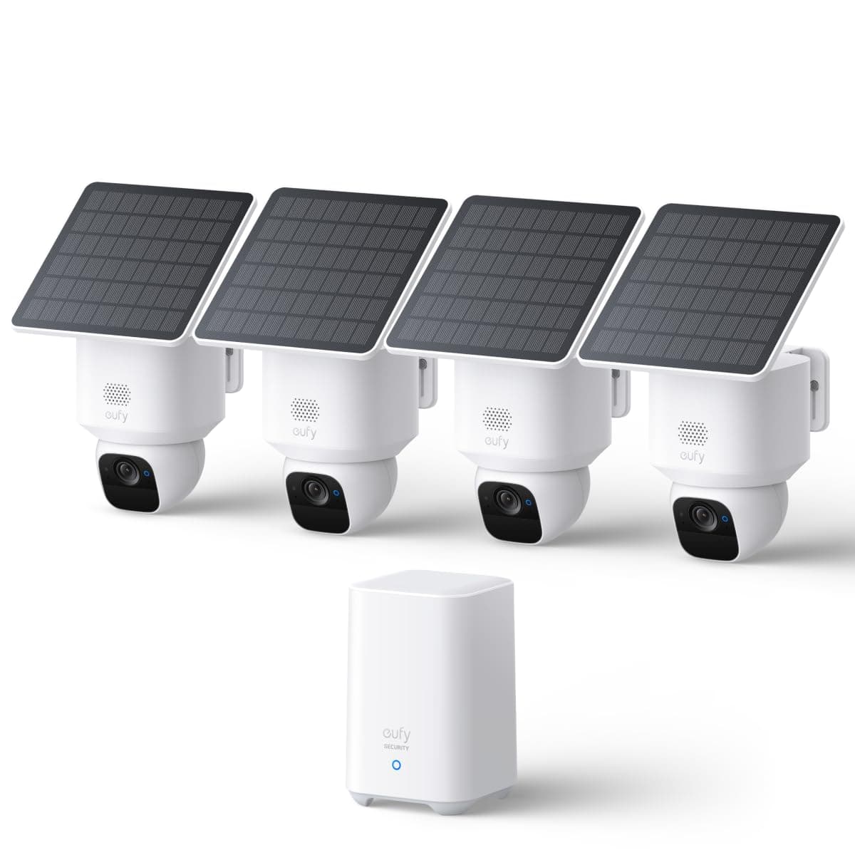 eufy Security SoloCam E30, 4-Cam Pack Kit, Security Cameras Wireless Outdoor, Solar Camera Outdoor Wireless, 360° Pan, AI Tracking, 2K Clarity, No Monthly Fee, Built-in Local Storage (Up to 16TB)