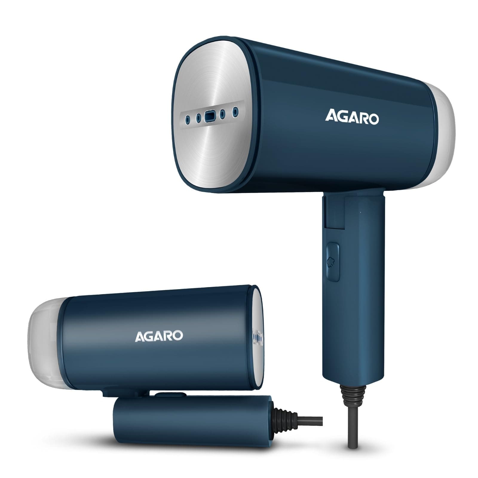 AGARO Elegant Handheld Garment Steamer, Horizontal & Vertical Use, Foldable, Fast Heat, 1200W, 170 ML Water Tank, Blue.