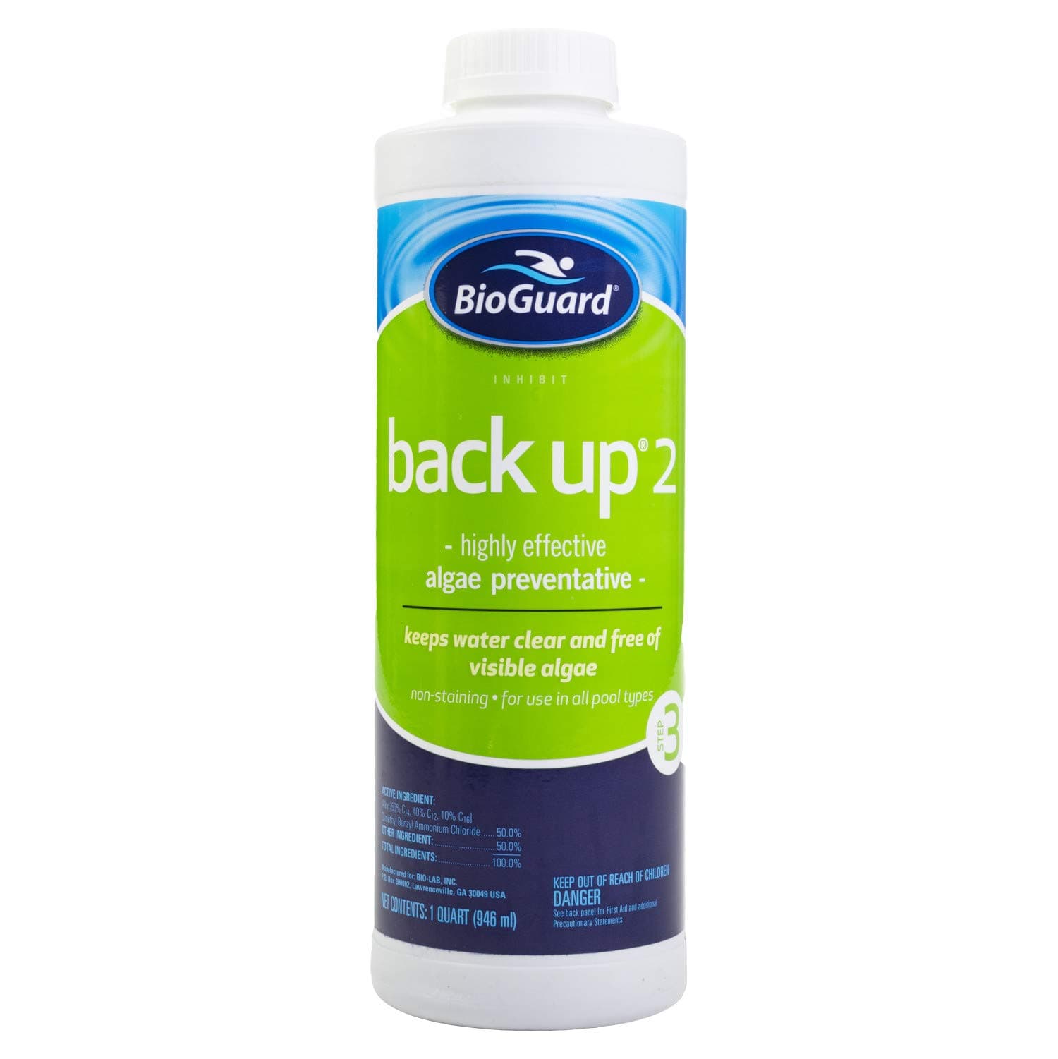BioGuard Back Up 2-1 Quart, Single, Proven Effective Algae Preventative, Non-Staining, Keeps Water Clean and Clear