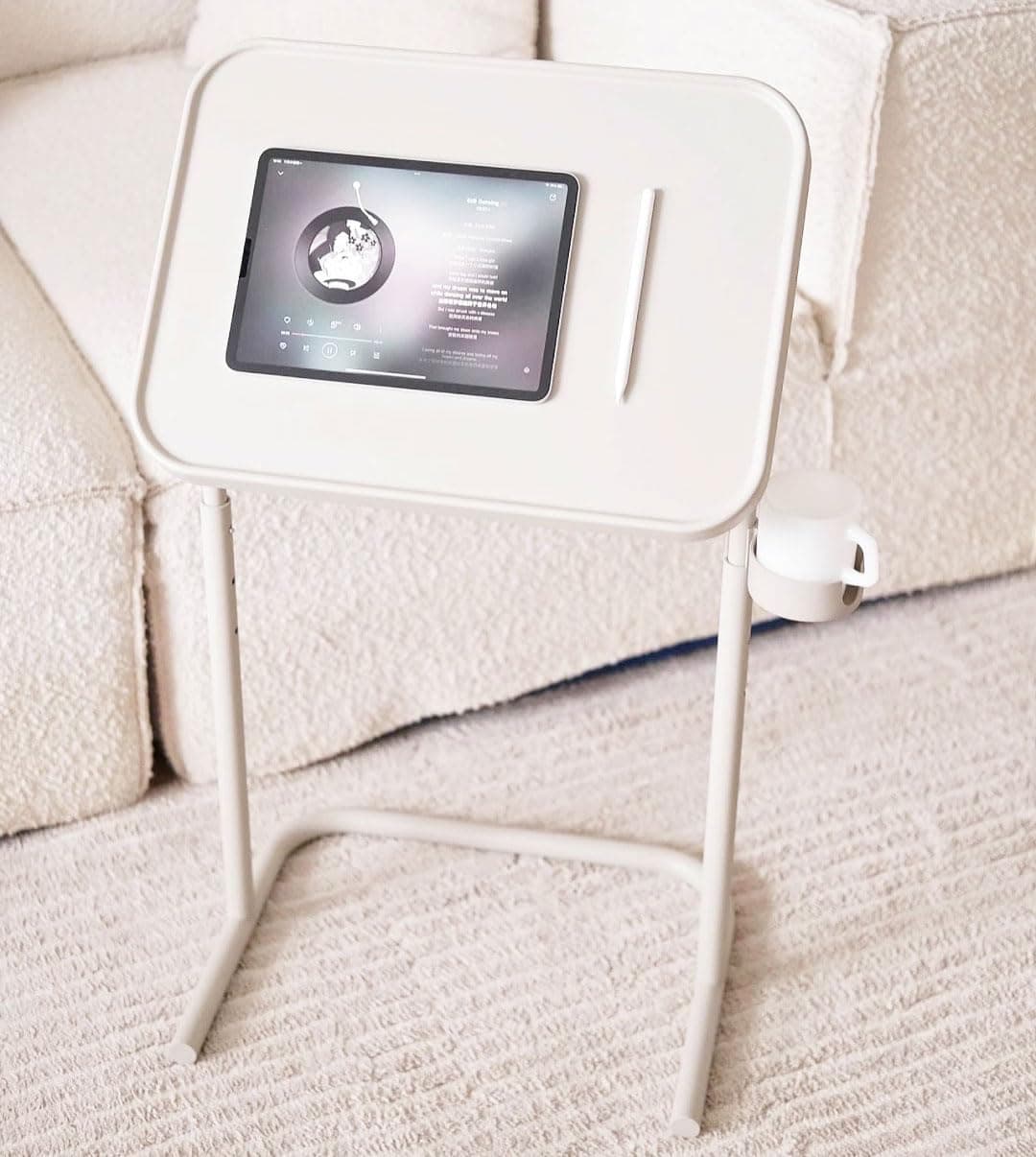 Laptop Desk with Adjustable Magnetic Tabletop for Bed Sofa Side 3 Heights Adjustable Laptop Table with Cup Holder Stand for Kids Adults Study Metal Tiltable Desktop Table for Drawing Watching TV