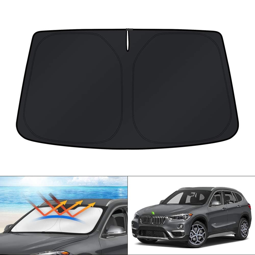 KUST Windshield Sun Shade for 2016 2017 2018 2019 2020 2021 2022 BMW X1 F48 Accessories Custom Fit Sunshade Foldable Window Sun Visor Protector Blocks UV Rays Keep Your Car Cooler