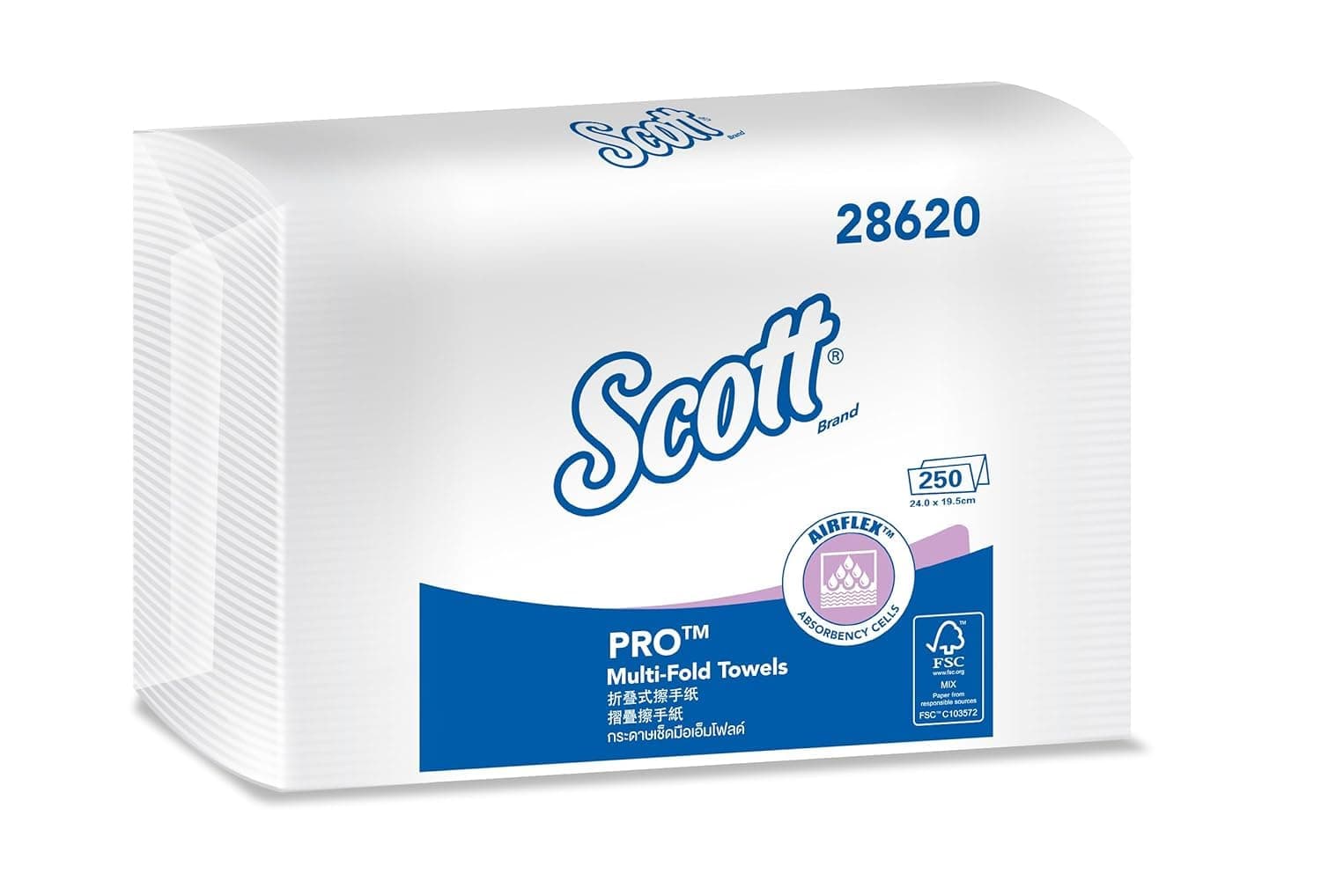 Multi-Fold Paper Towel 28620-1 Pack x 250 Sheets (White Colour - Sheet Size 24 cm X 19.6 cm)