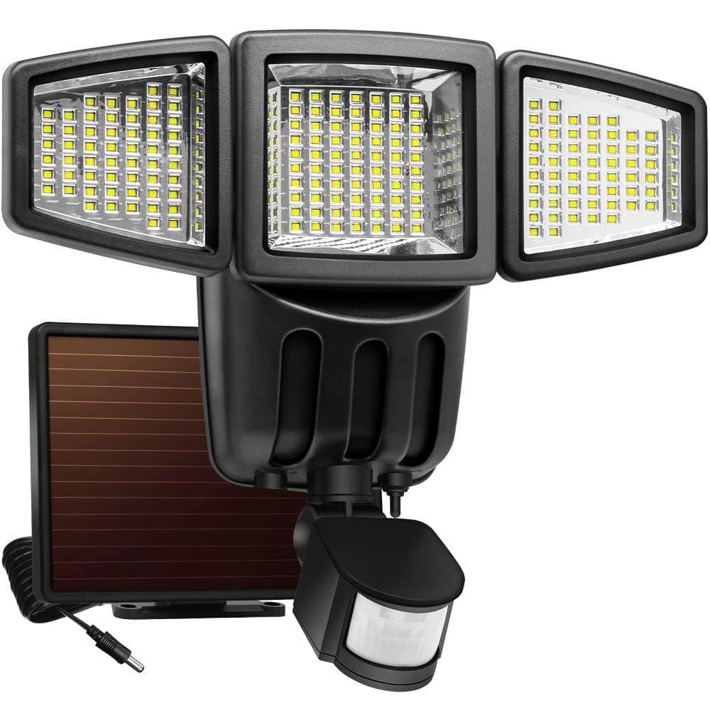 ANKO Solar Motion Sensor Light, 1000Lumen 182LEDs Adjustable Head IP44 Waterproof Outdoor Security Light with 3 Control Dials. Suitable for Patio, Deck, Yard, Garden, Driveway, etc (Black-1 Pack)