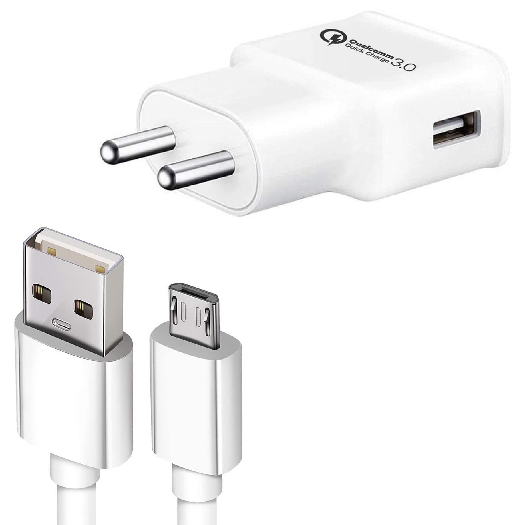 Micro usb fast charger for Sony Ericsson Xperia Mini Pro Charger Original Adapter Like Qualcomm QC 3.0 Quick Charge Adaptive Fast Charging, Rapid Dash VOOC AFC Travel Certified Heavey Duty Fast Charger, Fast Hi Speed Power Wall Battery Charger With 1 Meter Micro USB Charging Data Cable (3.1 Amp, AZV- SMG , White )