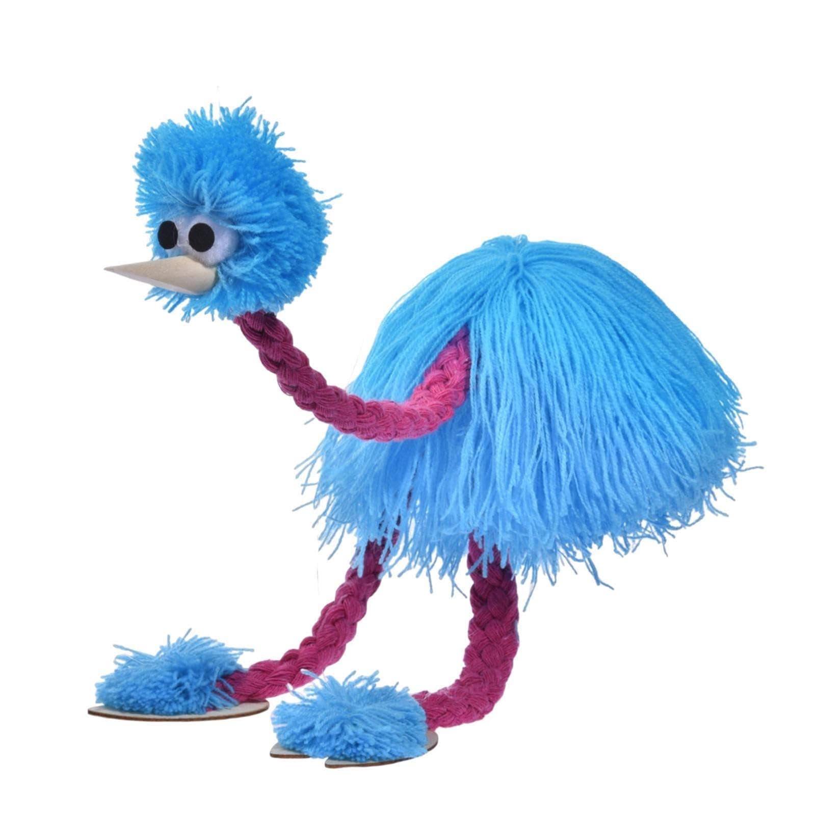 Ostrich Puppet on Strings - Plush Walking Bird Marionette, Funny Interactive Handmade String Doll for Children Kids Pretend Family 36x20x4cm