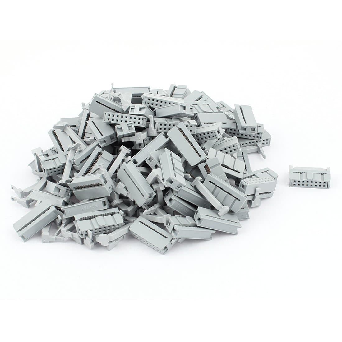 Imported 100 Pcs 2 Rows FC-16P Flat Cable IDC Socket Connector w Strain Relief_102003