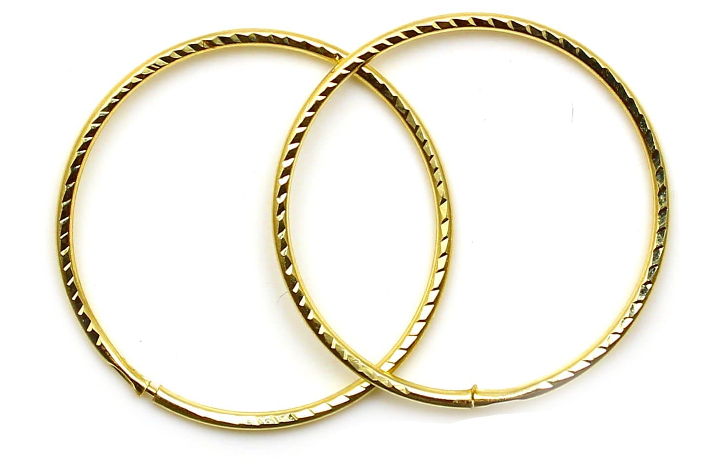 9ct Gold 18mm Diamond Cut Sleeper Hoops (1 Pair)