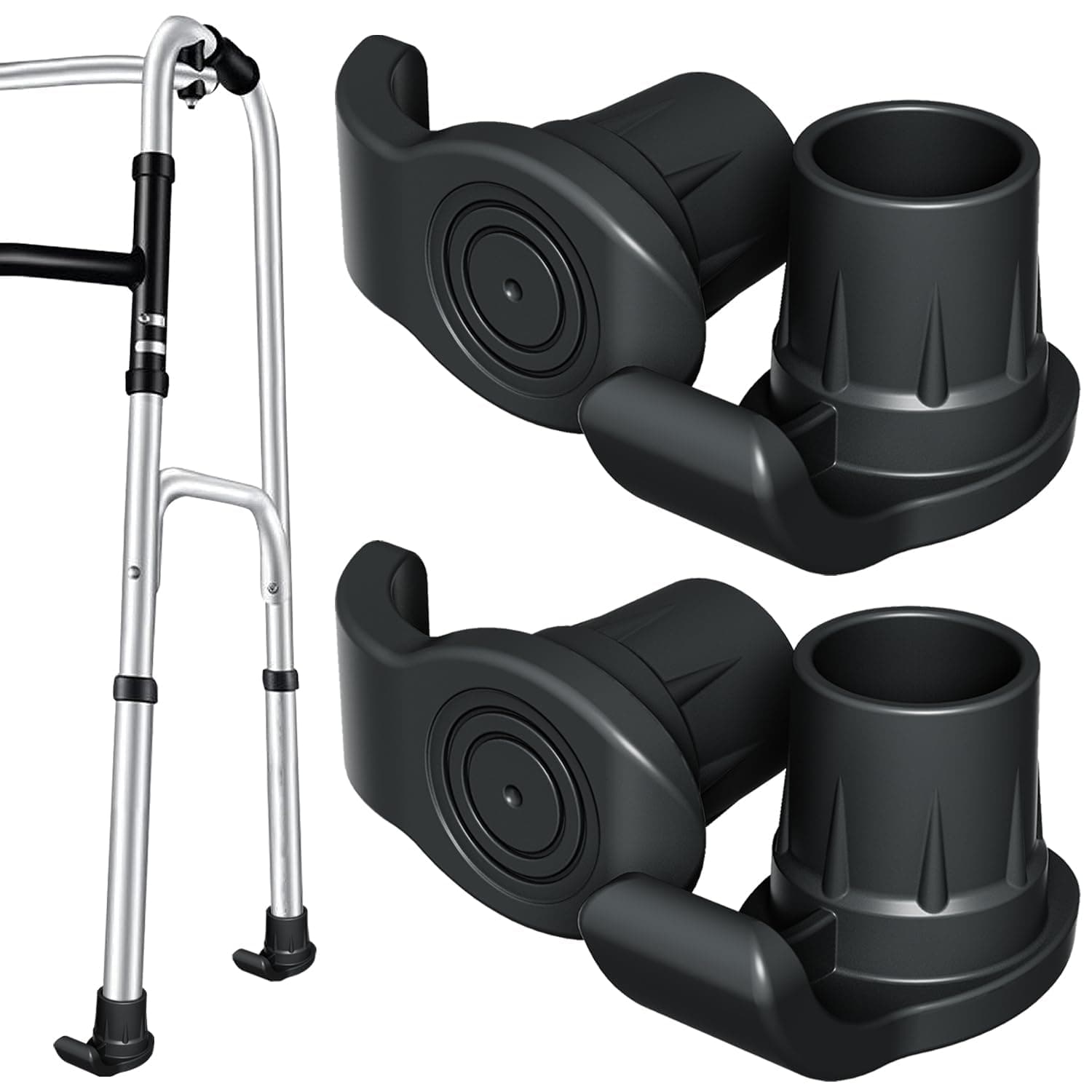 Heavy Duty Walker Ski Glides for Folding Walkers, 4 Pack Walker Accessories Skis Glides for Seniors, Sliders Or Gliders for Back Legs, Pads for Walker Feet,1 1/8 Inch Drive Rollator Accessories
