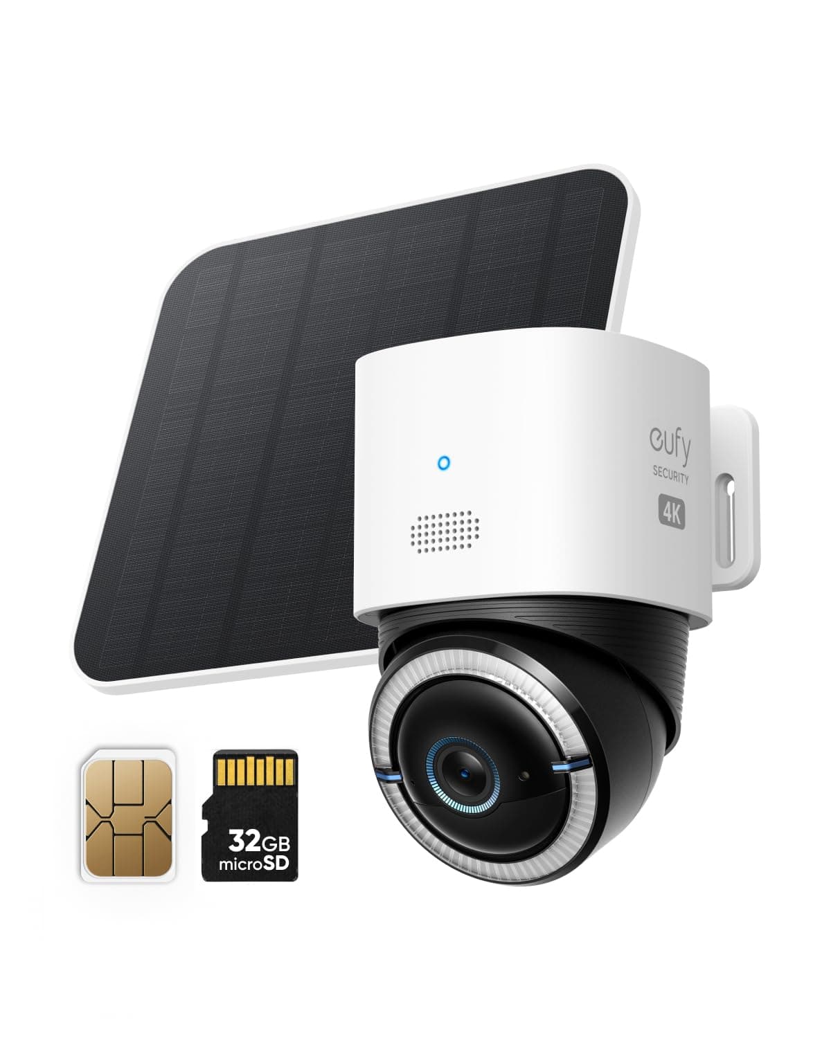 4G LTE Cam S330, 4K Cellular Wireless Security Camera, Pan and Tilt, Solar Powered, 4G and Wi-Fi Duo-Mode, AI Human/Vehicle Tracking, with SIM Card and 32GB SD Card