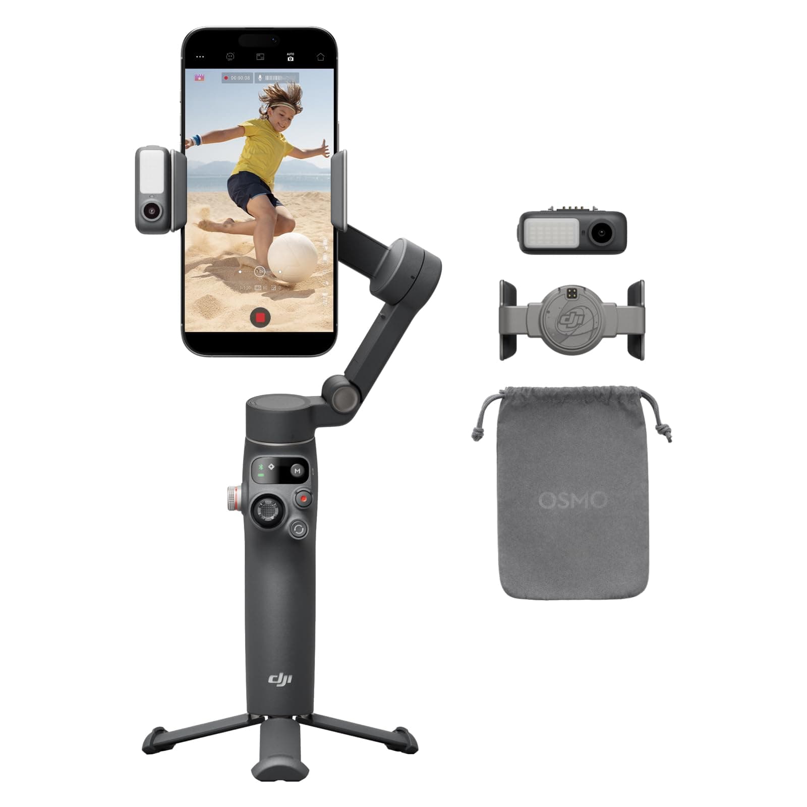 DJI Osmo Mobile 7P Gimbal Stabilizer for iPhone, Android, Native Tracking, Lighting, 3-Axis Phone Gimbal, Quick Launch, One-Tap Edit, Built-in Extension Rod & Tripod, 10hrs Use, Phone Charging