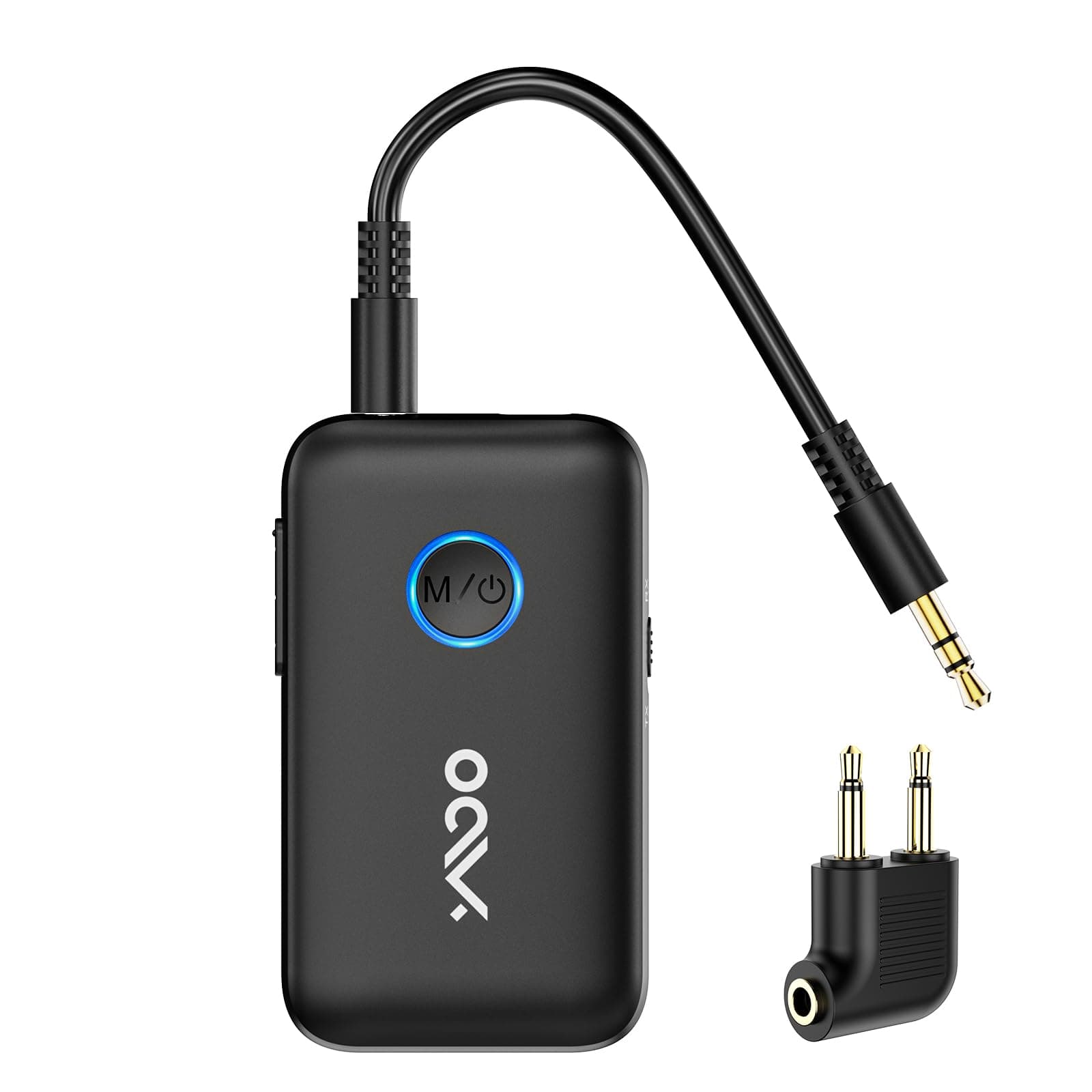 YMOO Bluetooth 5.3 Receiver Transmitter, Bluetooth Audio Adapter 3.5 mm Jack HiFi AUX, Aptx Low Latency, Audio Broadcast for TV/Smartphone to Bluetooth Headphone/Speaker/Airplane