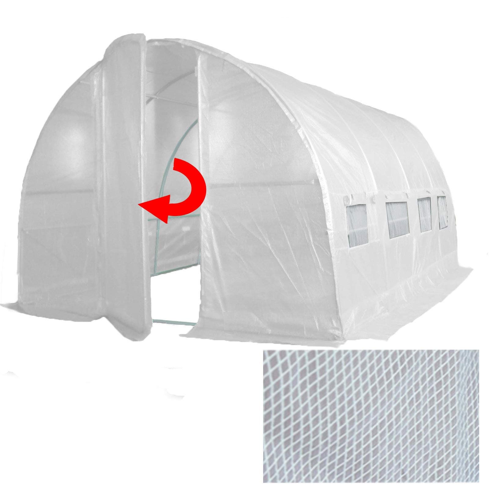 4m x 3m Polytunnel "Strongest In It's Class" a fully Galvanised Structure with more Diagonal & Roof Bracing than all others. Metal Hinged Door | Rear Zippered Wide Access Door | Groundbar Kit.