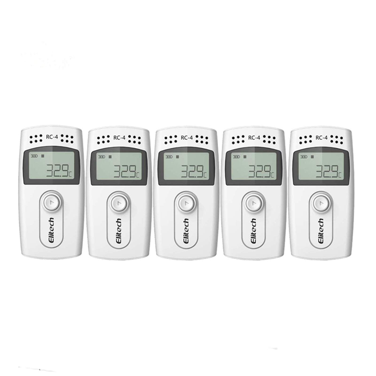 Elitech Temperature Data Logger, RC-4 16000 Readings USB Recorder with Double Sensors LCD Display Buzzer Alarm (5PCS)