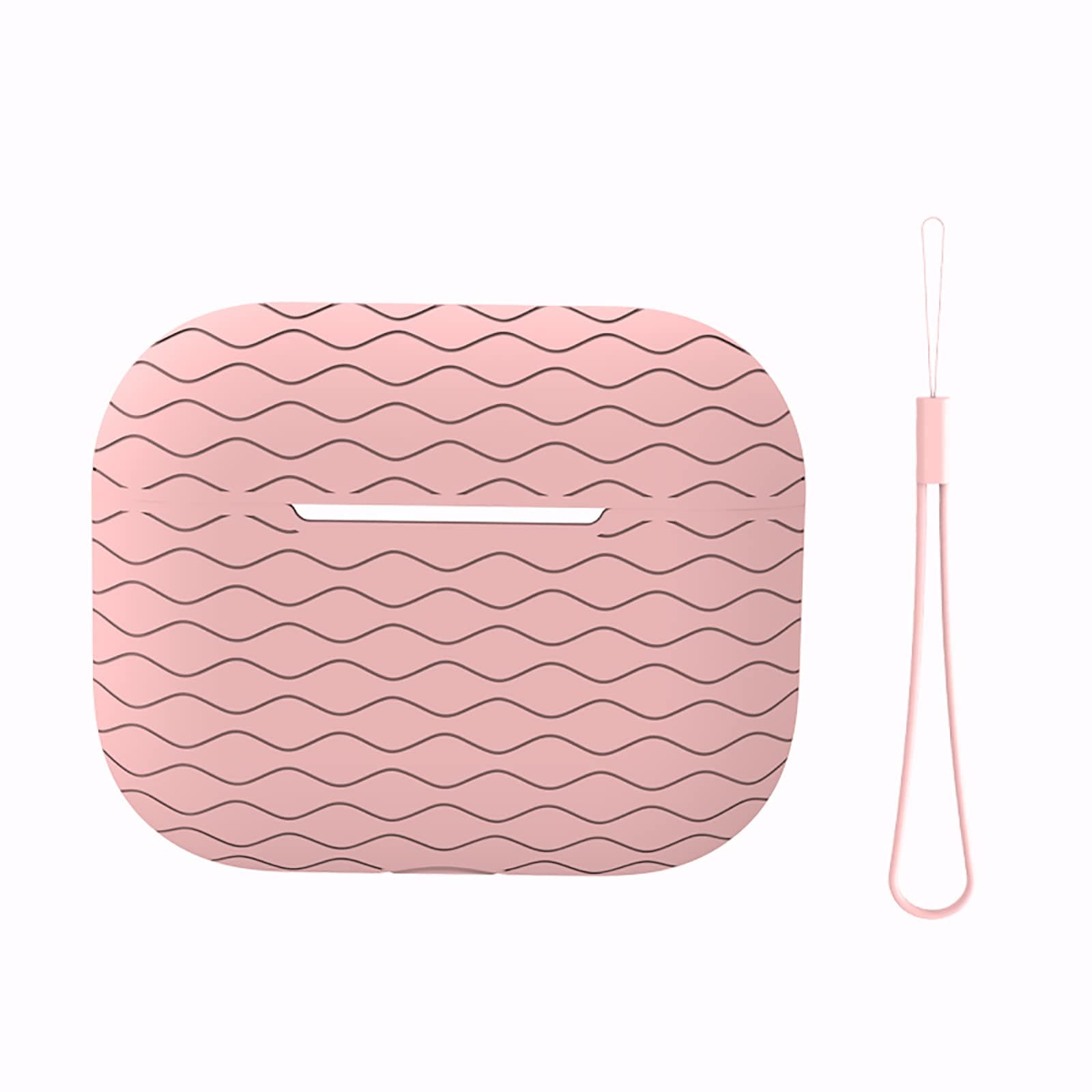 ARHEHUANGCase for AirPods Pro 2nd Generation, Ocean Wave Pattern Soft Silicone Shockproof Protective Case Cover with Lanyard, Front LED Visible, Open Holes for Bottom Speakers (Pink)