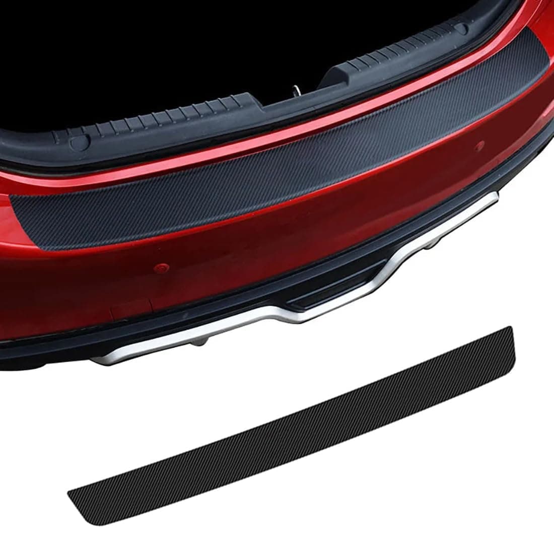Car Rear Bumper Protector Trunk Door Entry Guards for 2016-2021 Civic 10th 4-Door Sedan Gen, Carbon Fiber Sticker Trunk Door Sill Protection Strip, Accessory Trim Cover,41×3.54 in
