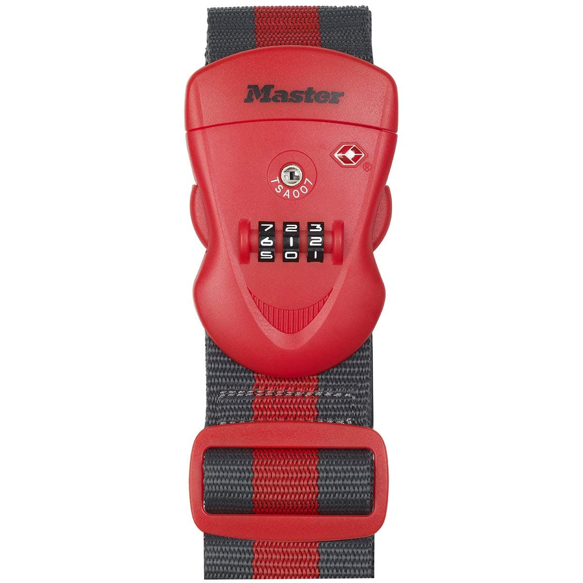 Master Lock 4702EURDRED Luggage Strap with Combination Lock, Red, 190 x 6,5 x 4,8 cm