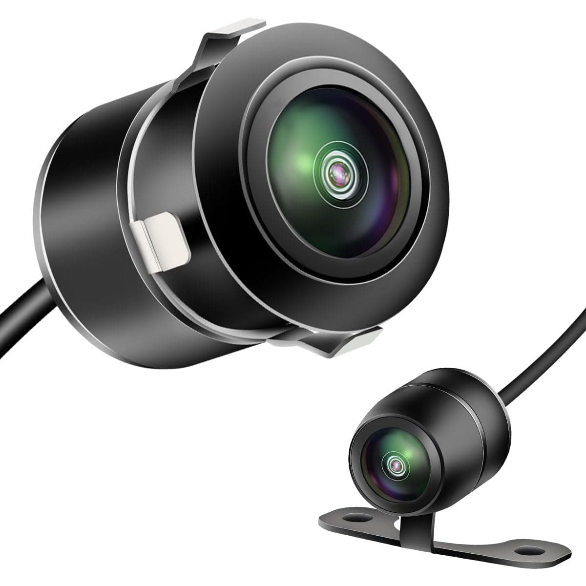 AHD 1080P Backup Camera, Universal Flush Mount Reverse Rear Front Side View Reverse Camera for Car, Cars Pickup SUVs RVs Vans -E01, WORKS with MONITORS SUPPORTS AHD 1080P 25HZ/PAL Video Signal