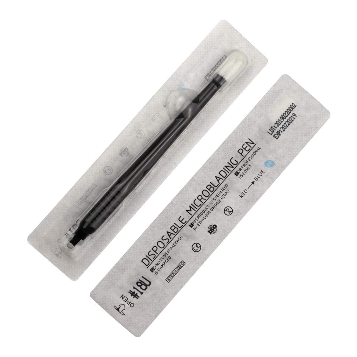 10pcs Disposable Microblading Manual Pen with Needle and Cap Permanent Makeup 18 U Blades 0.2MM,disposable blister package